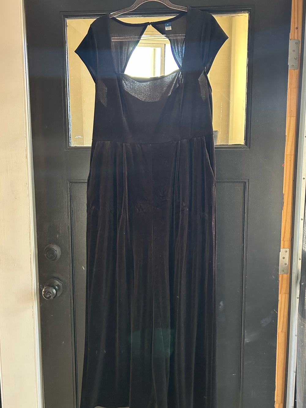 Old Navy Black Velvet Maxi Dress with Keyhole Detail